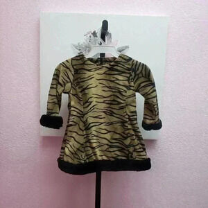 Dad-ee-O Tiger Dress with Faux Fur Trim